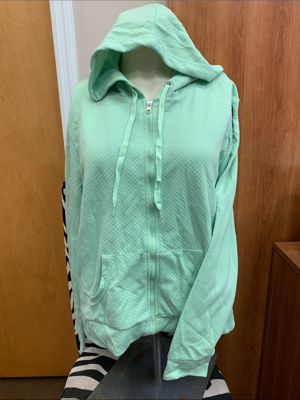 Women's Lime Green Full Zip Quilted Hoodie Jacket